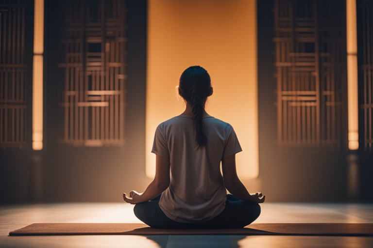 Image of a person meditating seen from behind